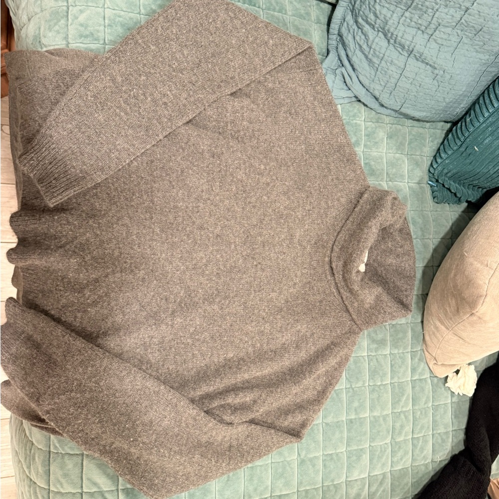 Gray Cashmere Turtleneck Sweater